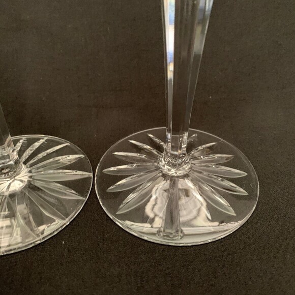 Fifth Avenue Crystal Clear Glass Candle Holders Lot of 2 Pair Hand Cut Full Lead - Picture 4 of 6
